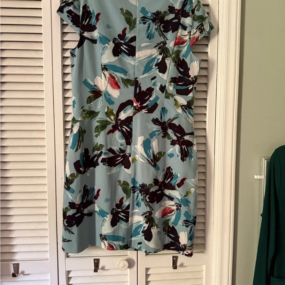 The Limited Light Blue Floral Midi Dress with Navy & White Accents - Picture 2 of 3